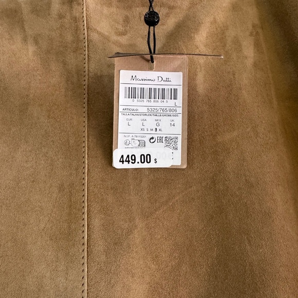 Massimo Dutti Straight Fit Suede Midi Skirt - Stone - L - Picture 2 of 4